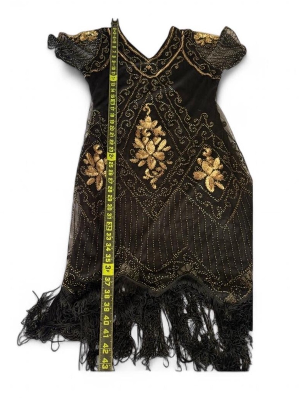 Babeyond Elegant Black and Gold Fringe Dress Fashion classic - Picture 9 of 11